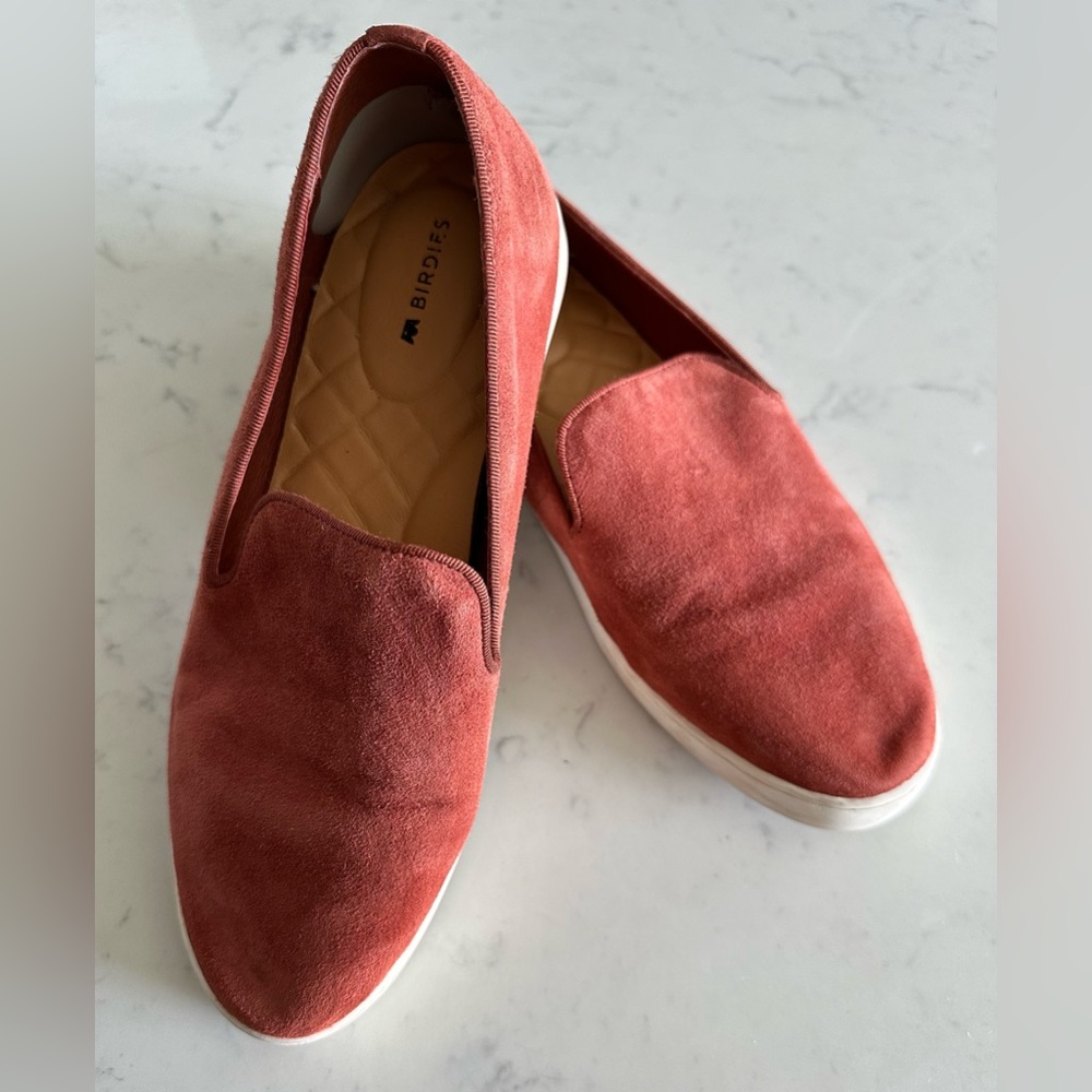 Birdies Slip-On Sneakers in Rust Red Suede